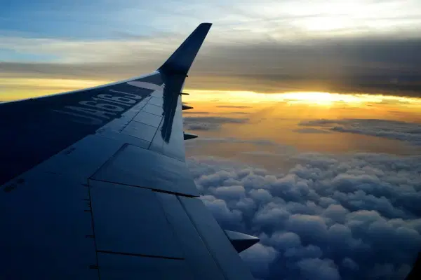 The sun setting over the Pacific Ocean.